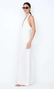 SABRINE HALTER MAXI DRESS - IVORY/WHITE