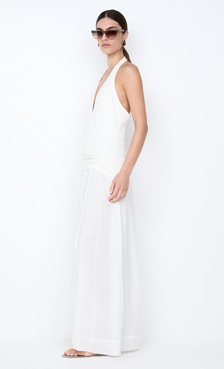 SABRINE HALTER MAXI DRESS - IVORY/WHITE