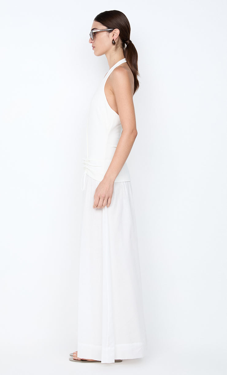 SABRINE HALTER MAXI DRESS - IVORY/WHITE