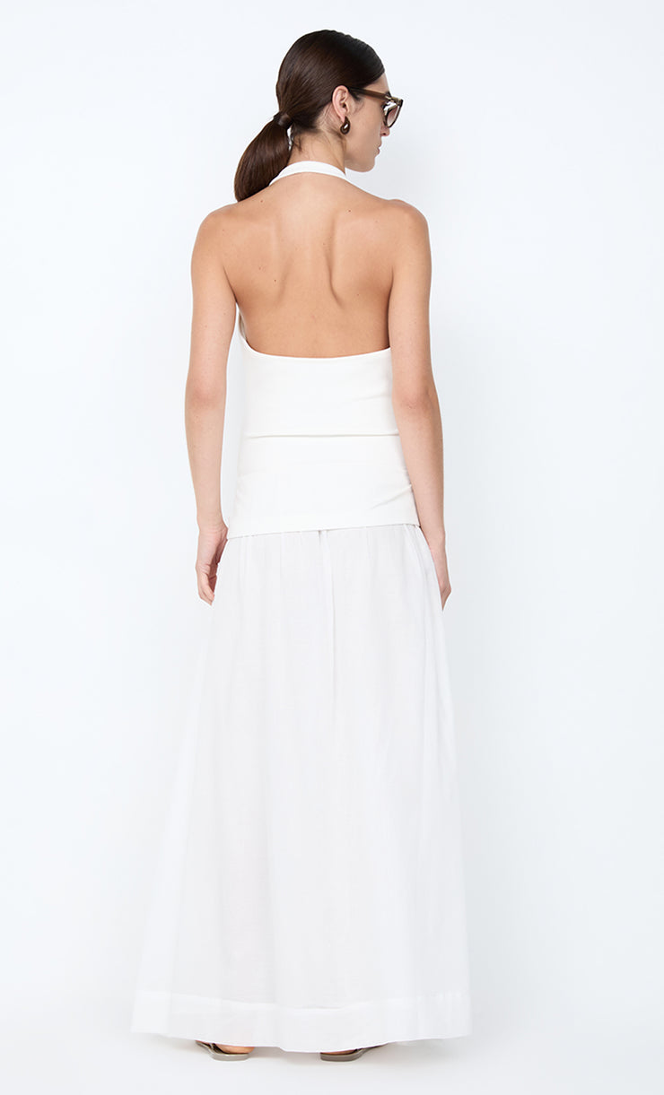 SABRINE HALTER MAXI DRESS - IVORY/WHITE