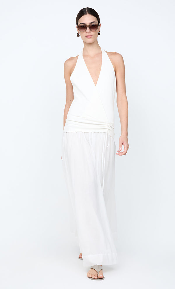 SABRINE HALTER MAXI DRESS - IVORY/WHITE