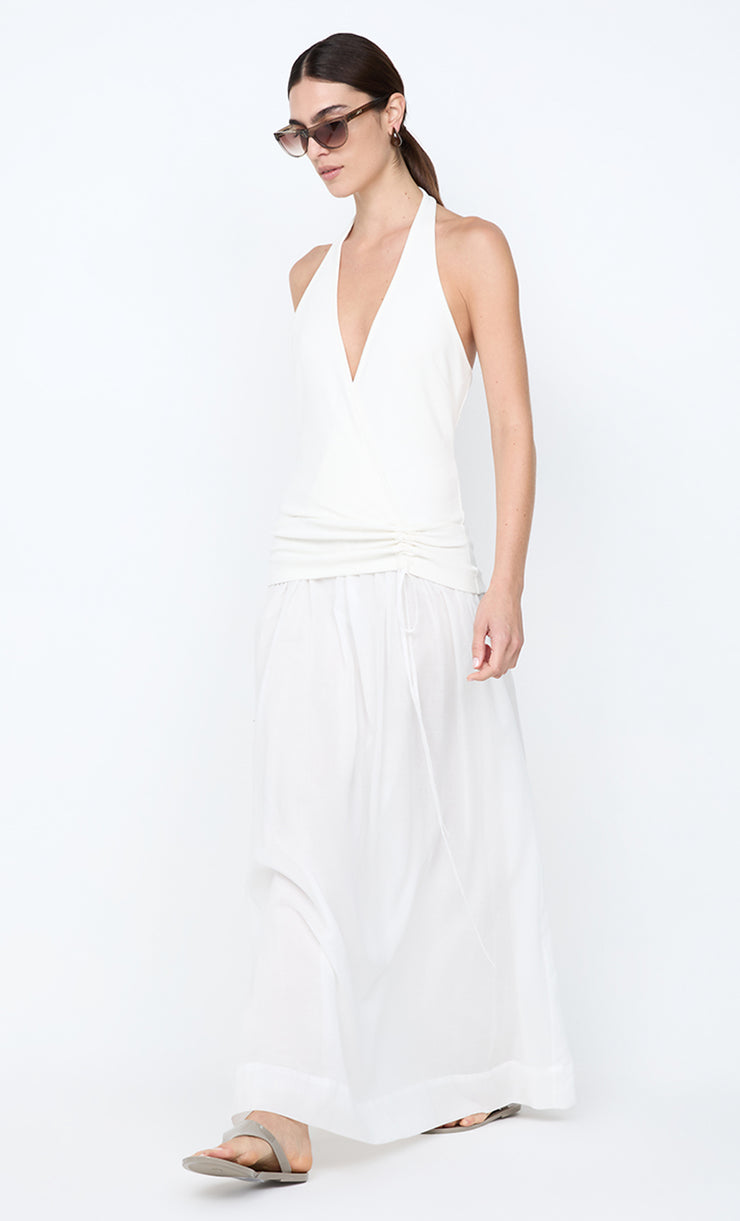SABRINE HALTER MAXI DRESS - IVORY/WHITE