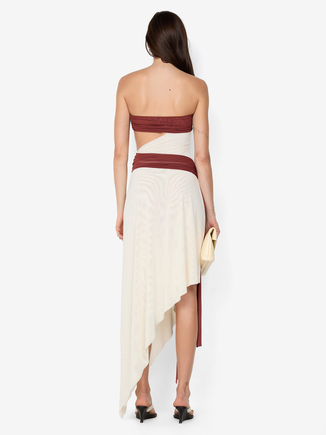 AYLA STRAPLESS DRESS - RUST / BUTTER CREAM