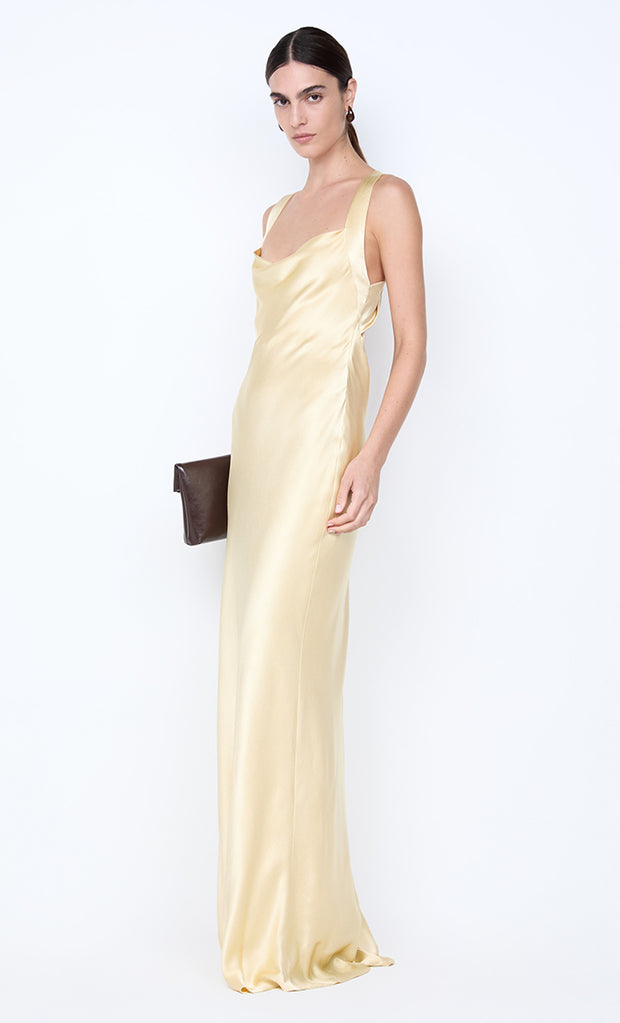 GIA HALTER MAXI DRESS - WHEAT