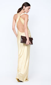 GIA HALTER MAXI DRESS - WHEAT
