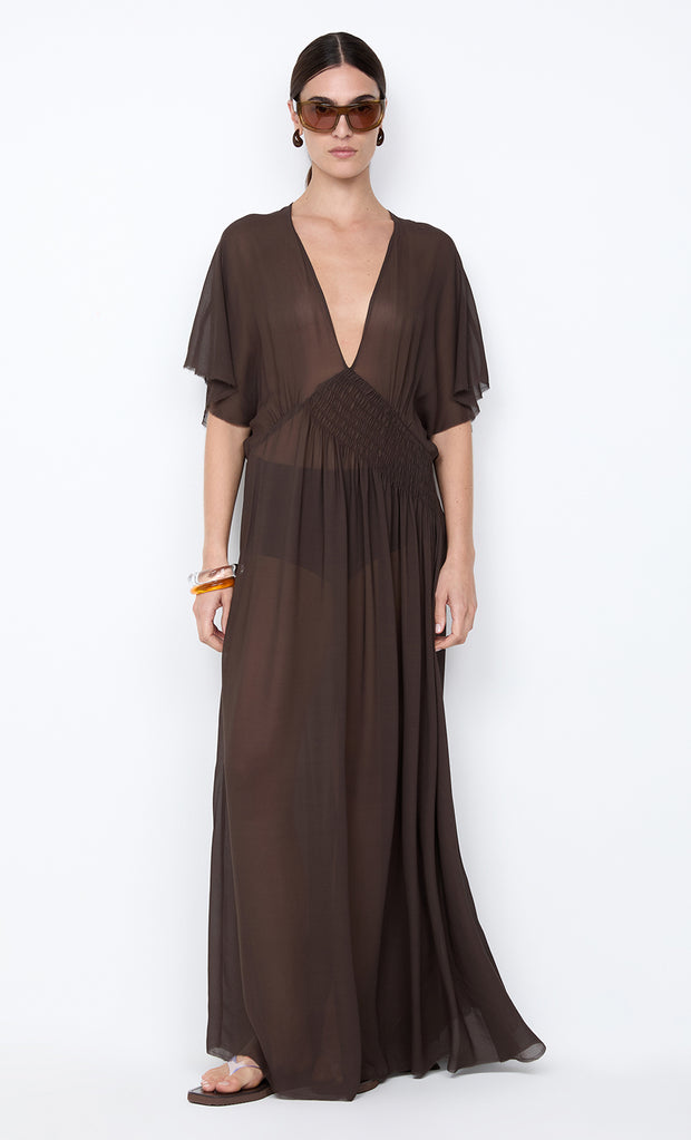 CASCADE MAXI DRESS - DARK CHOCOLATE