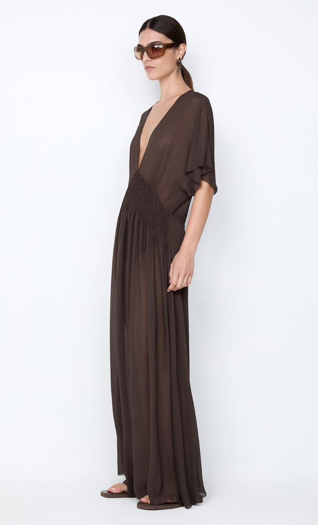 CASCADE MAXI DRESS - DARK CHOCOLATE