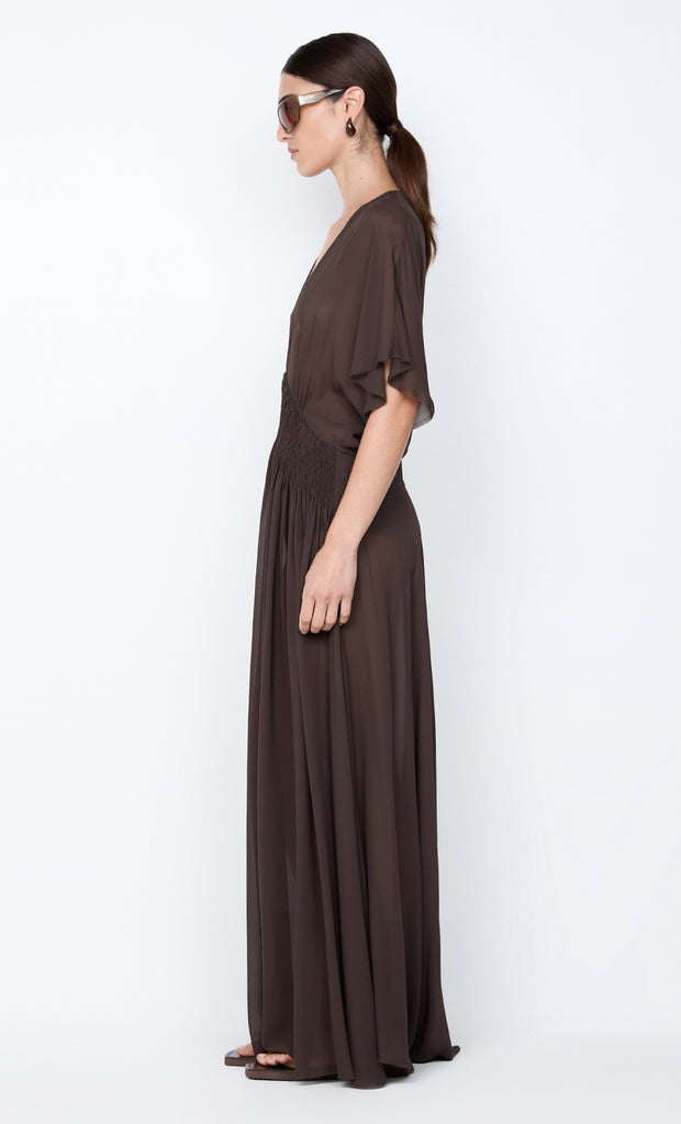 CASCADE MAXI DRESS - DARK CHOCOLATE