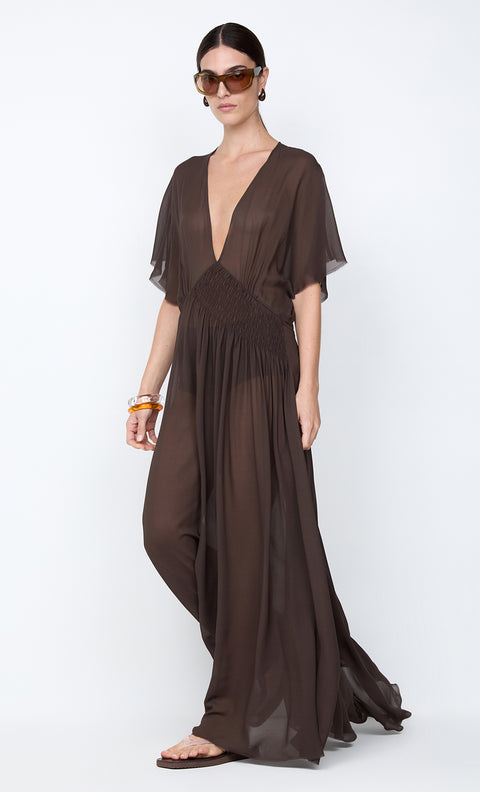 CASCADE MAXI DRESS - DARK CHOCOLATE
