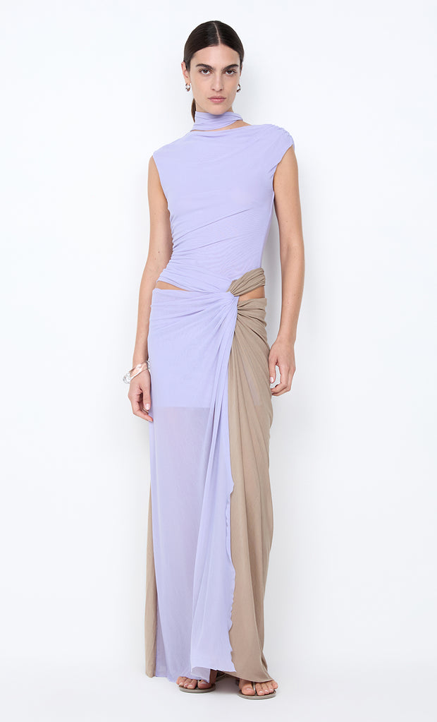 CONNI TWIST MAXI DRESS - WISTERIA/TAUPEE