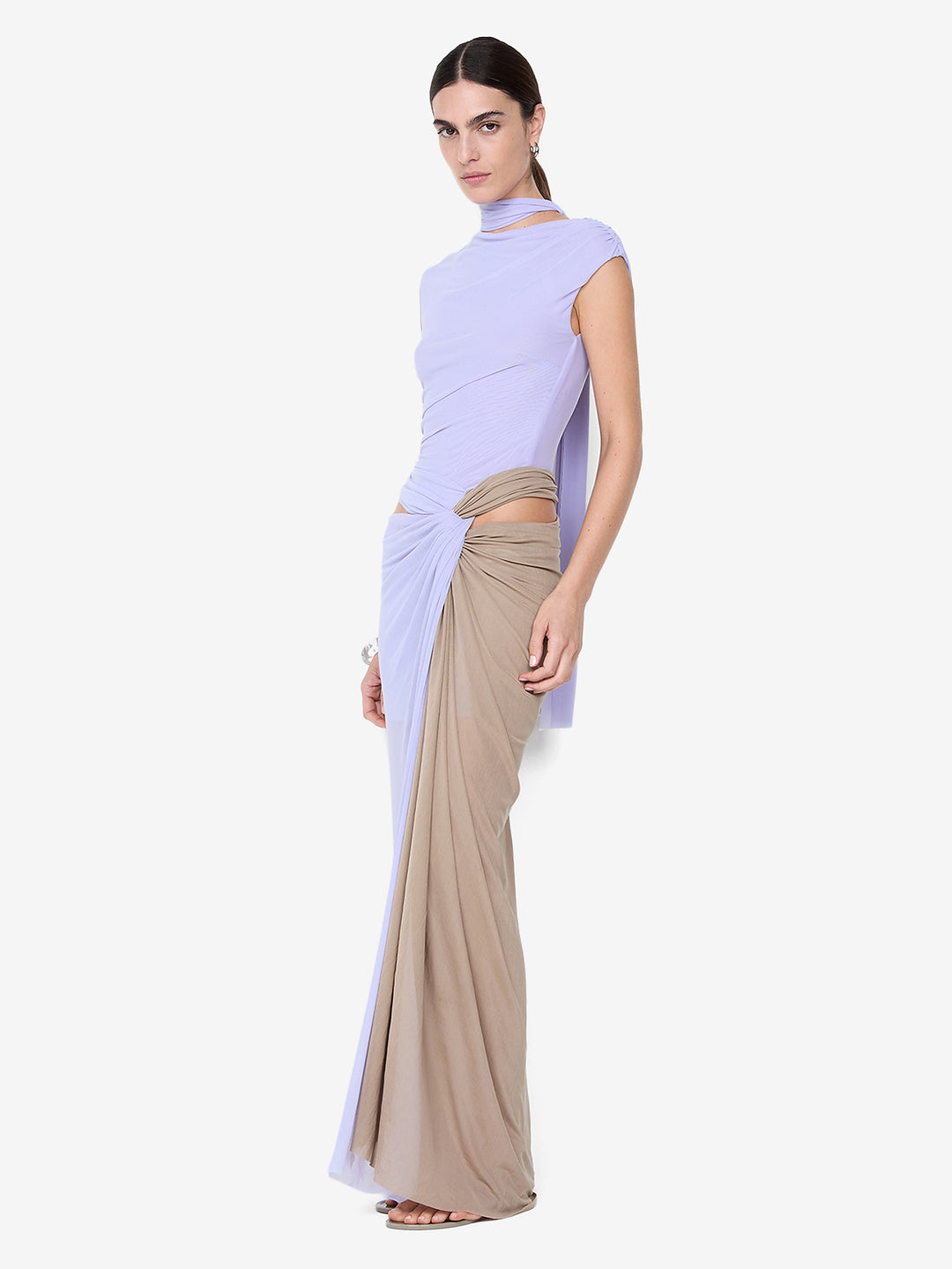CONNI TWIST MAXI DRESS - WISTERIA/TAUPE