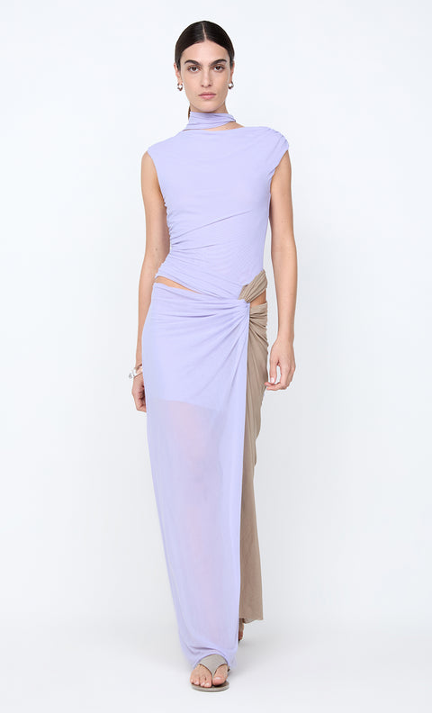 CONNI TWIST MAXI DRESS - WISTERIA/TAUPEE