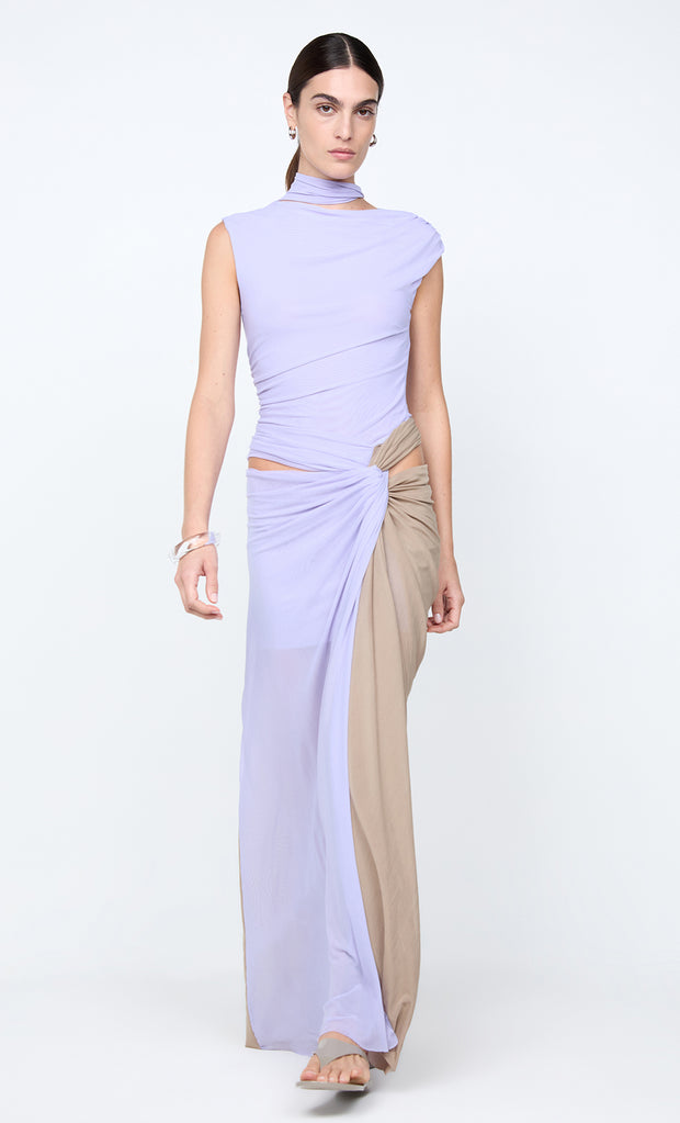 CONNI TWIST MAXI DRESS - WISTERIA/TAUPEE