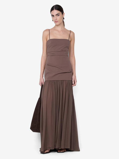 REID DROP WAIST MAXI DRESS - MILK CHOCOLATE