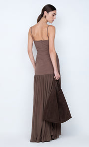 REID DROP WAIST MAXI DRESS - MILK CHOCOLATE