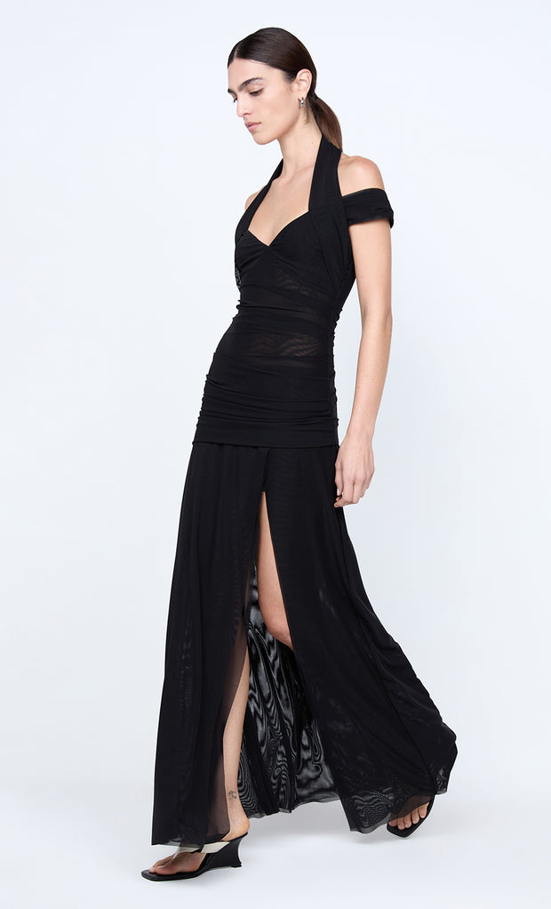 WINNIE HALTER MAXI DRESS - BLACK