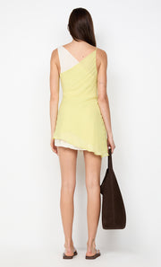 JEHNAYA ASYM MINI DRESS - CITRUS/BUTTER CREAM
