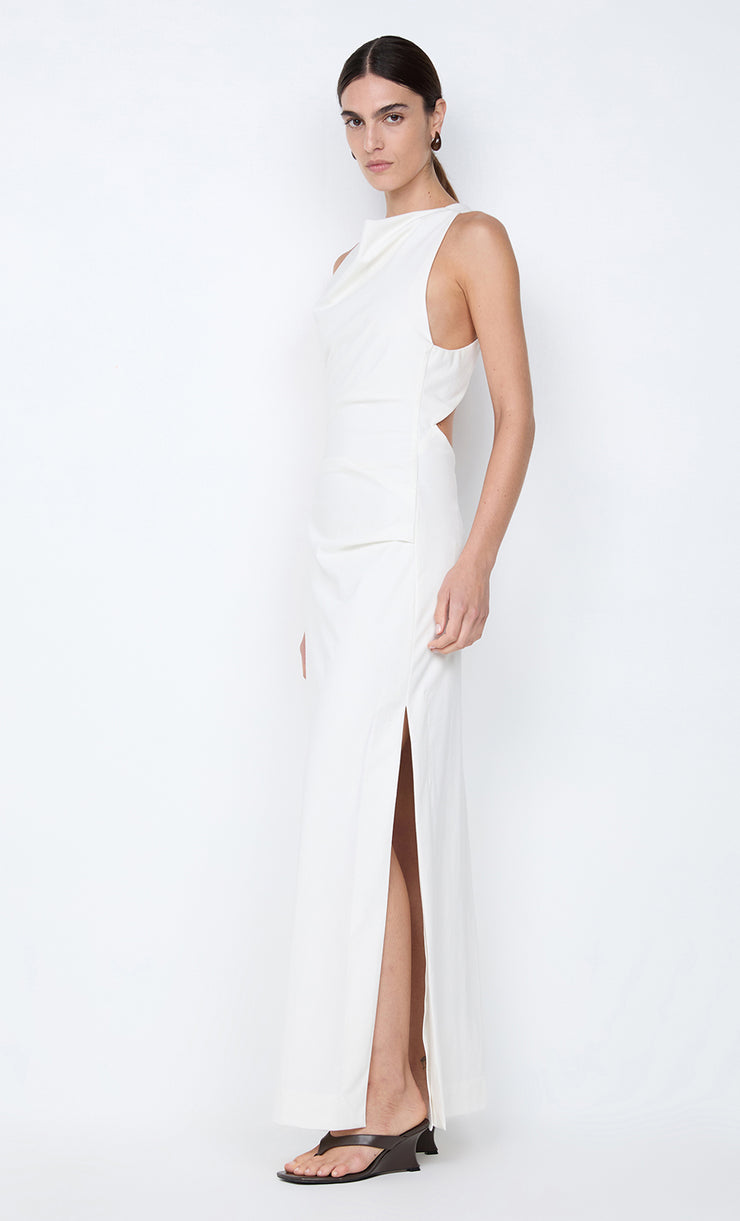 ANNETTA COWL NECK MAXI DRESS - WHITE