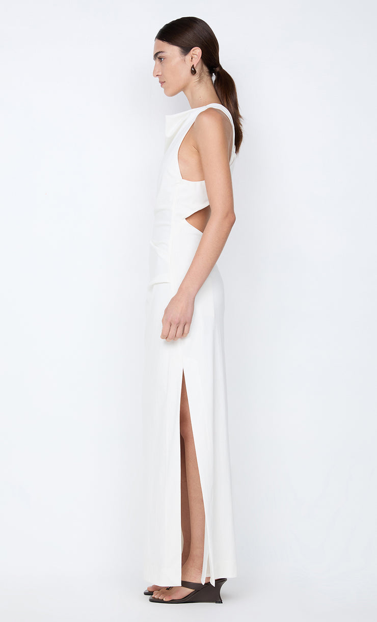 ANNETTA COWL NECK MAXI DRESS - WHITE