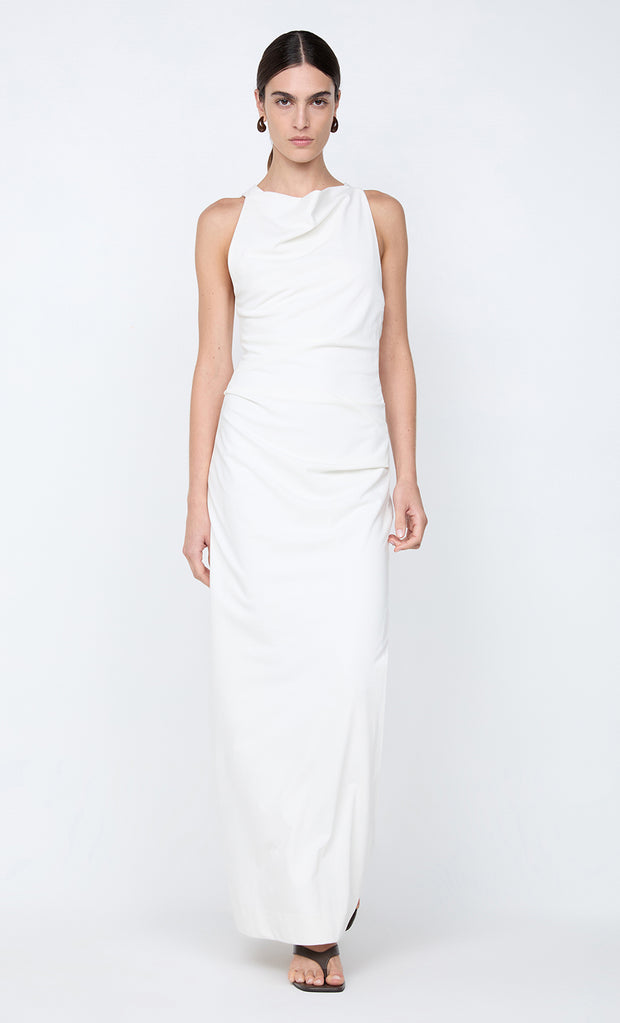 ANNETTA COWL NECK MAXI DRESS - WHITE