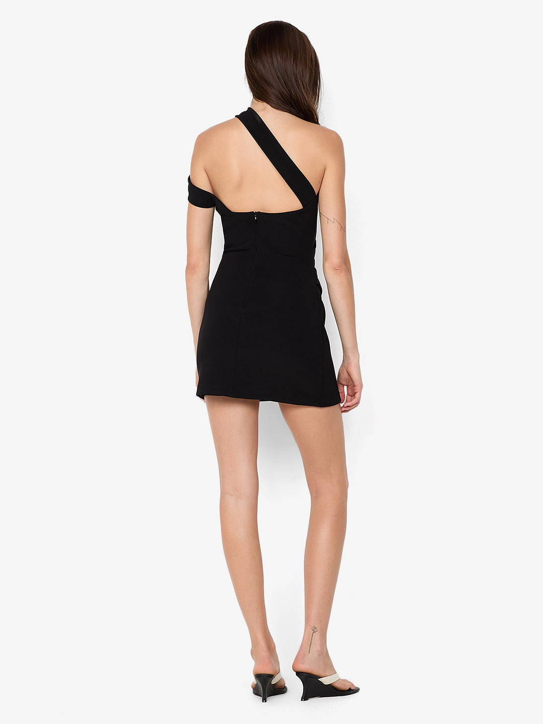 SYLVIE ASYM MINI DRESS - BLACK