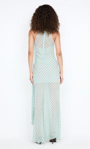 ALGARVE COWL NECK MAXI DRESS - MINT SLICE STRIPE