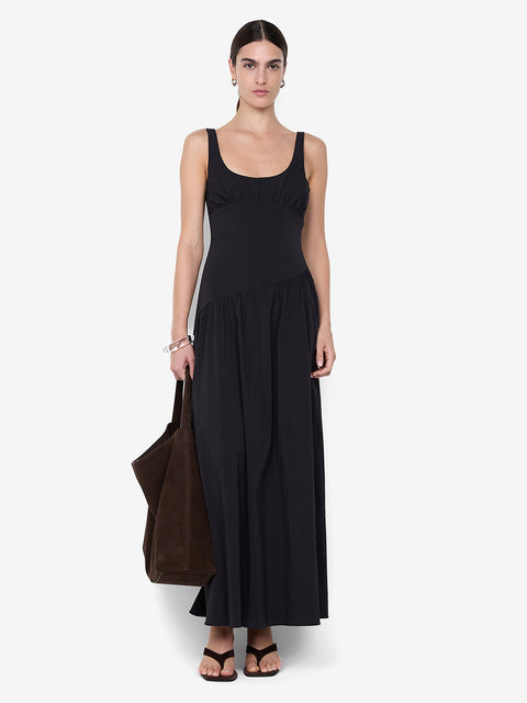 REID ASYM MAXI DRESS - BLACK