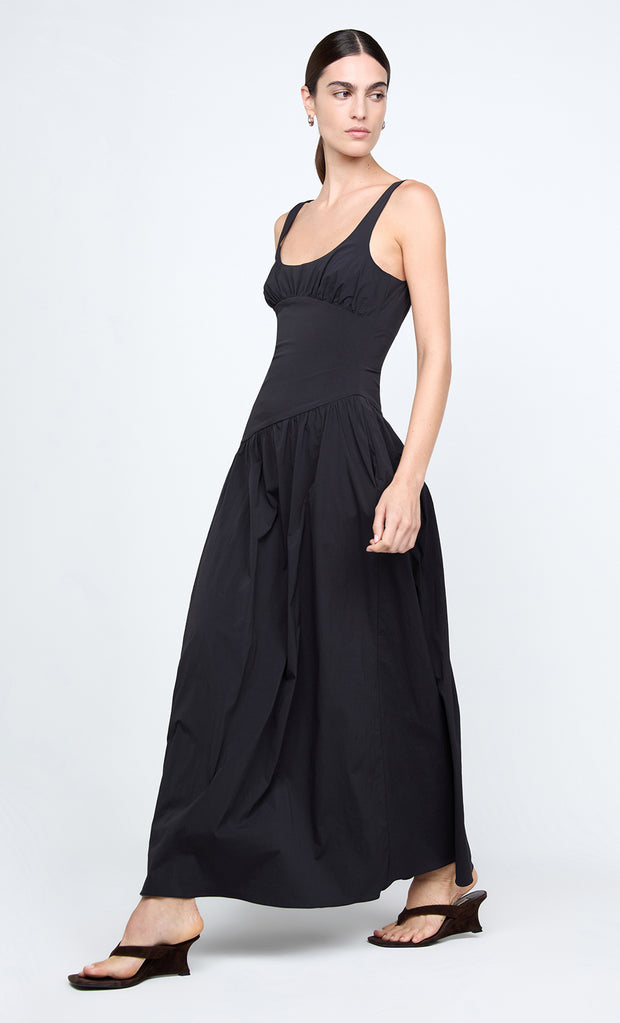 REID ASYM MAXI DRESS - BLACK