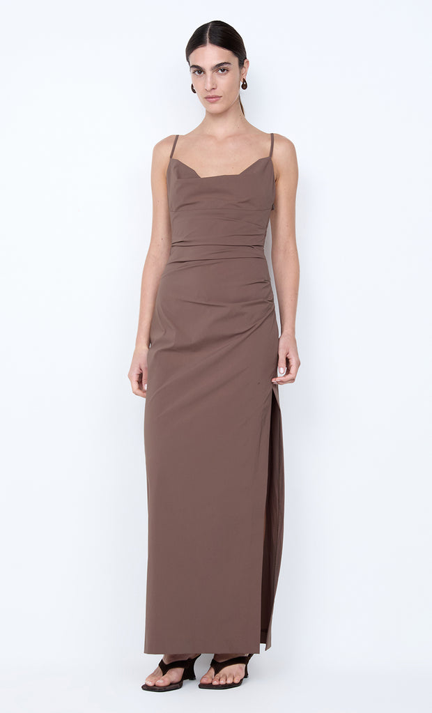 LYANA COWL NECK MAXI DRESS - MILK CHOCOLATE