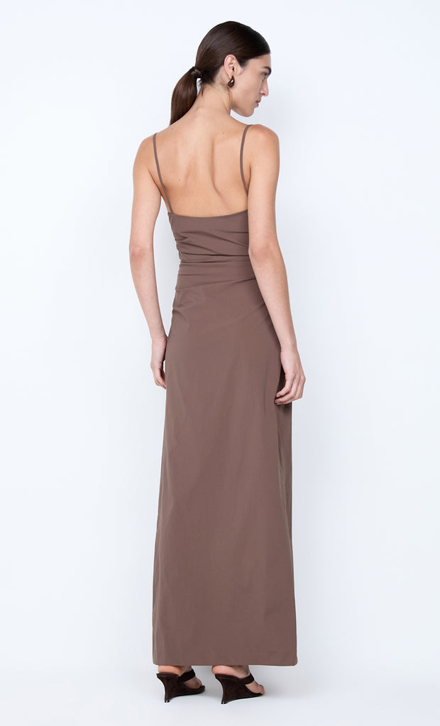 LYANA COWL NECK MAXI DRESS - MILK CHOCOLATE