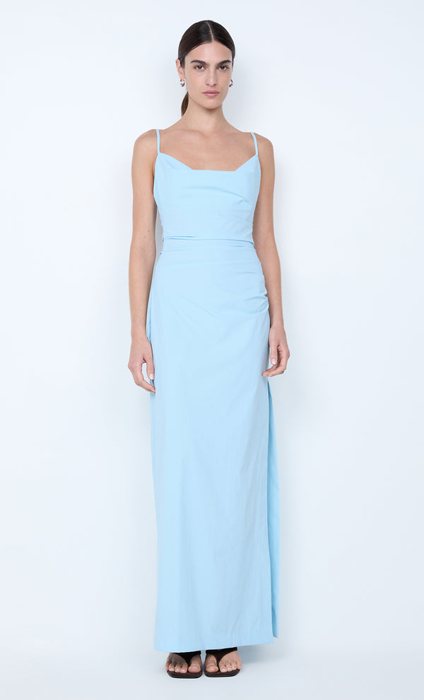 LYANA COWL NECK MAXI DRESS - SKY BLUE