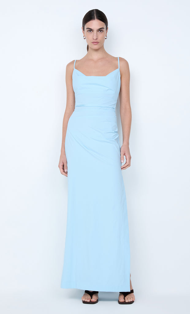 LYANA COWL NECK MAXI DRESS - SKY BLUE