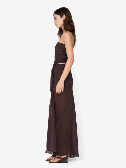 JEHNAYA STRAPLESS MAXI DRESS - DARK CHOCOLATE