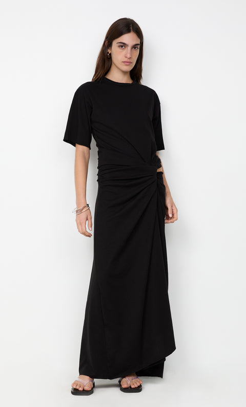 CYPRUS TWIST TEE DRESS - BLACK