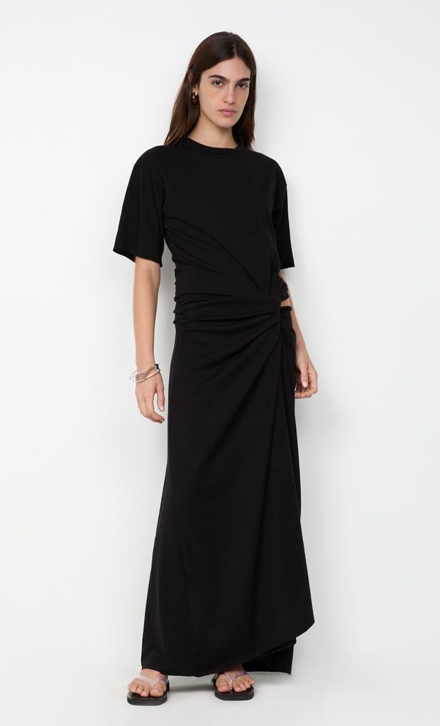 CYPRUS TWIST TEE DRESS - BLACK