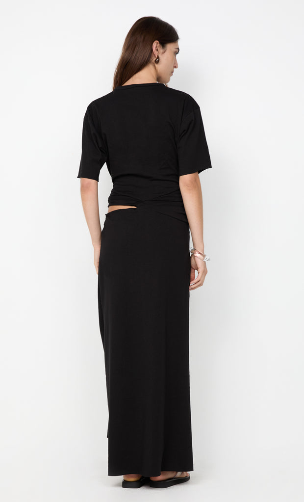 CYPRUS TWIST TEE DRESS - BLACK