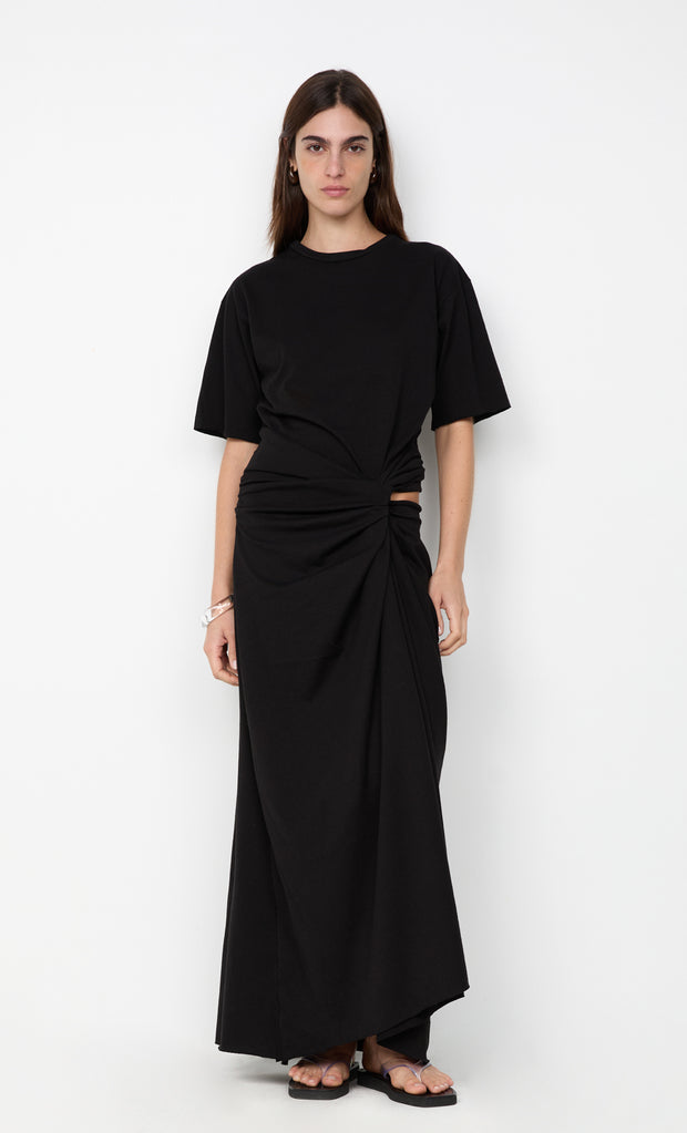 CYPRUS TWIST TEE DRESS - BLACK