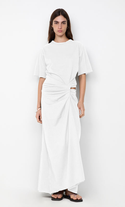 CYPRUS TWIST TEE DRESS - WHITE