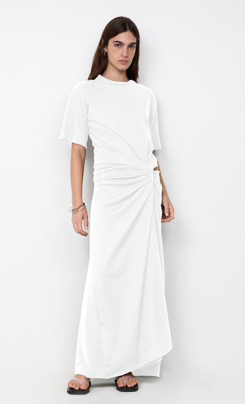 CYPRUS TWIST TEE DRESS - WHITE