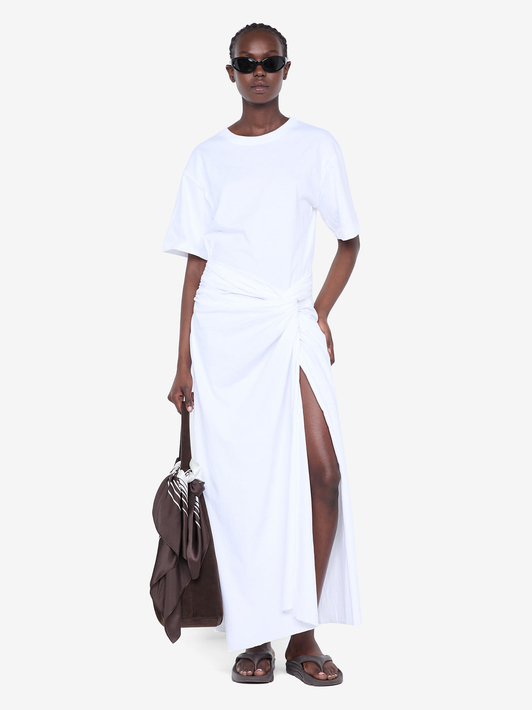 CYPRUS TWIST TEE DRESS - WHITE