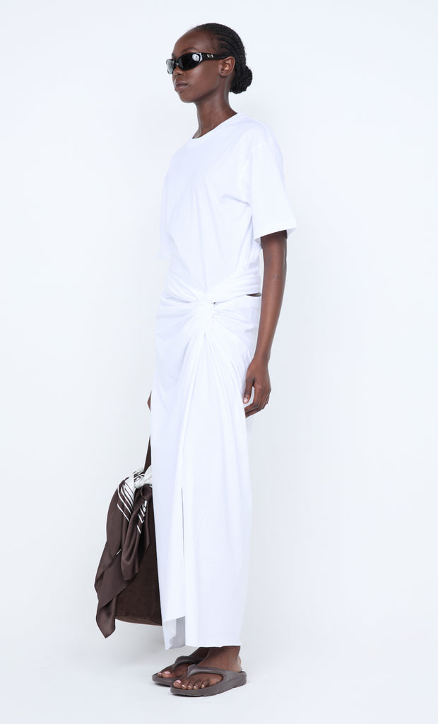 CYPRUS TWIST TEE DRESS - WHITE