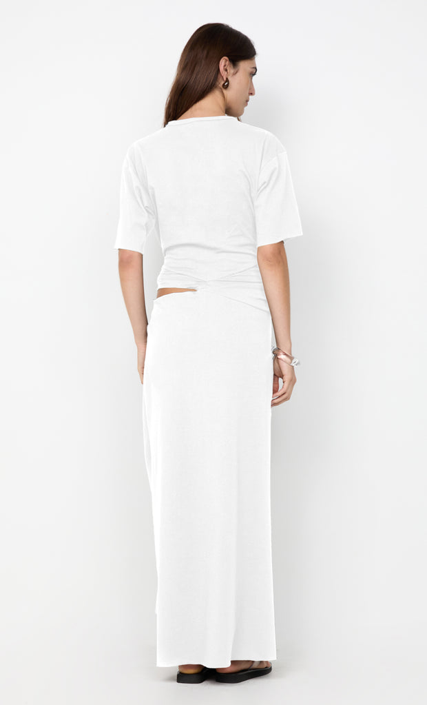 CYPRUS TWIST TEE DRESS - WHITE