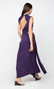 LEILAH DRAPE MIDI DRESS - DEEP VIOLET