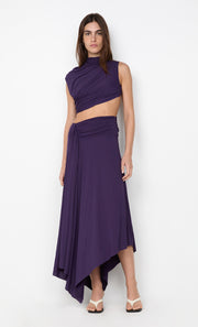 LEILAH DRAPE MIDI DRESS - DEEP VIOLET