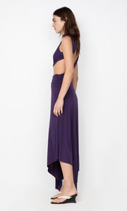 LEILAH DRAPE MIDI DRESS - DEEP VIOLET
