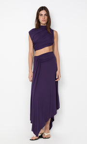 LEILAH DRAPE MIDI DRESS - DEEP VIOLET