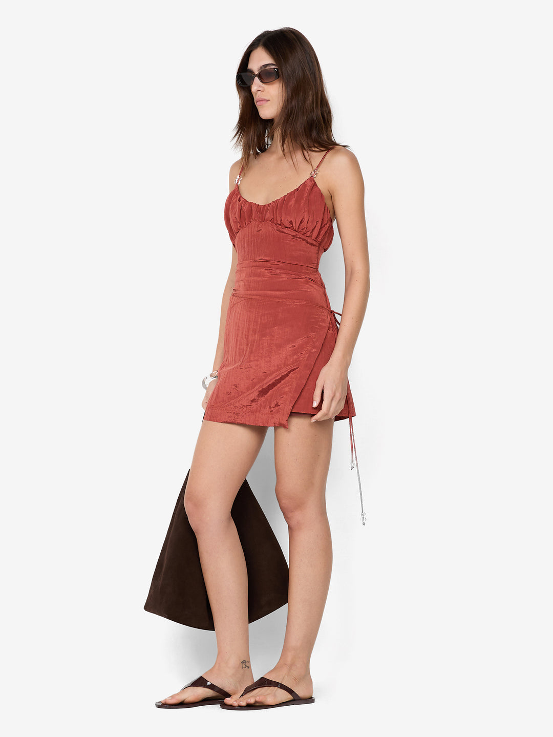 ODESSA SCOOP MINI DRESS - RUST