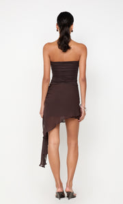 LANDON STRAPLESS MINI DRESS - DARK CHOCOLATE