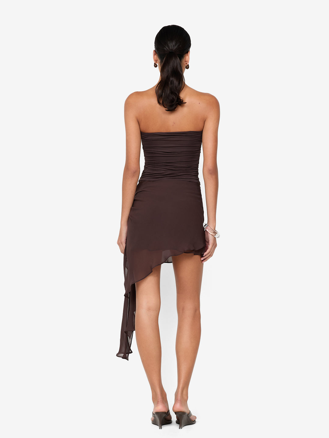 LANDON STRAPLESS MINI DRESS - DARK CHOCOLATE
