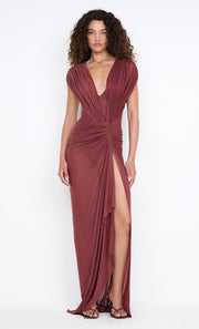 LEIA DRAPE MAXI DRESS - RUST